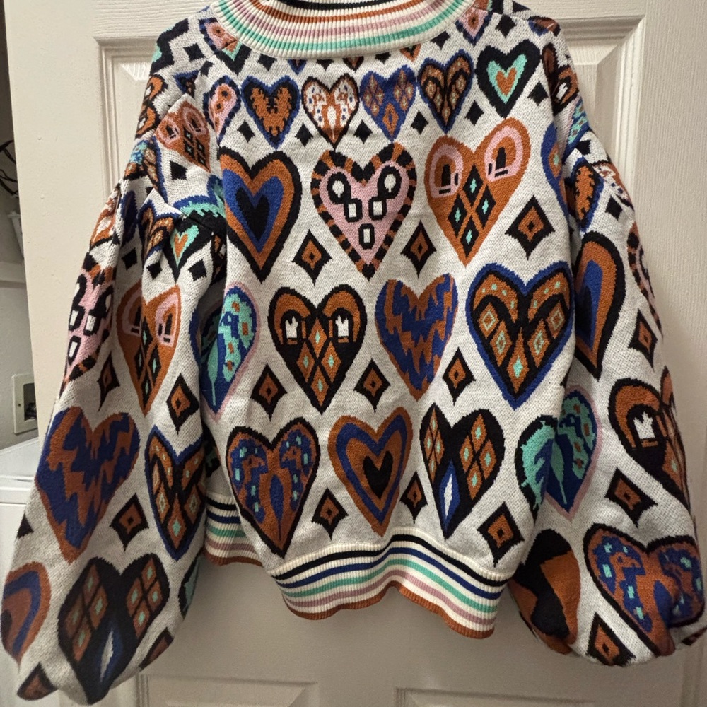 Colorful Heart Patterned Sweater